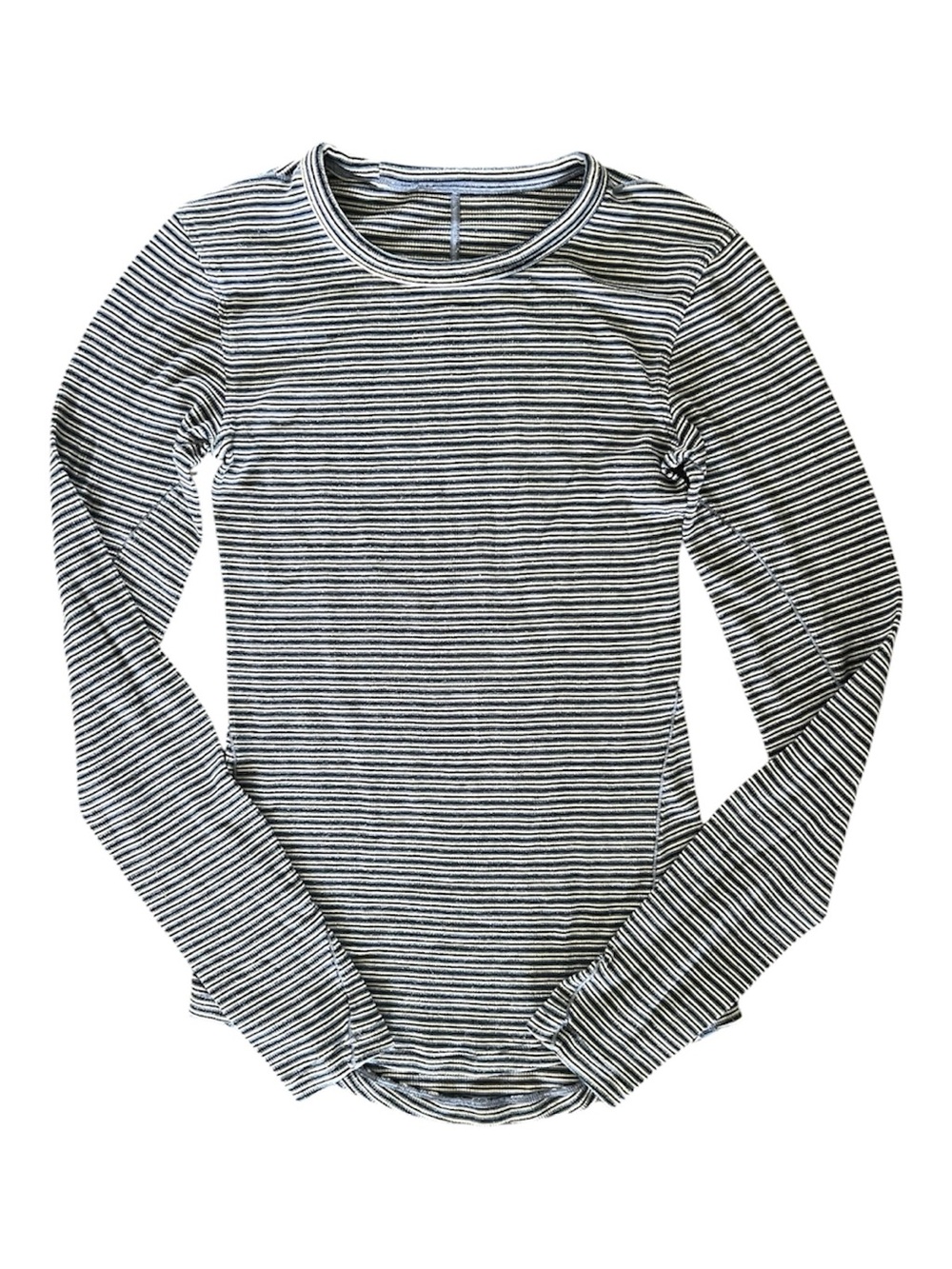Lululemon Hang Tight navy blue & white striped Long Sleeve Crew sz 2